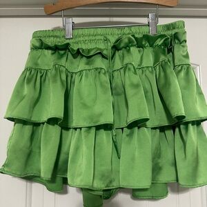 Green Ruffled Mini Skirt
